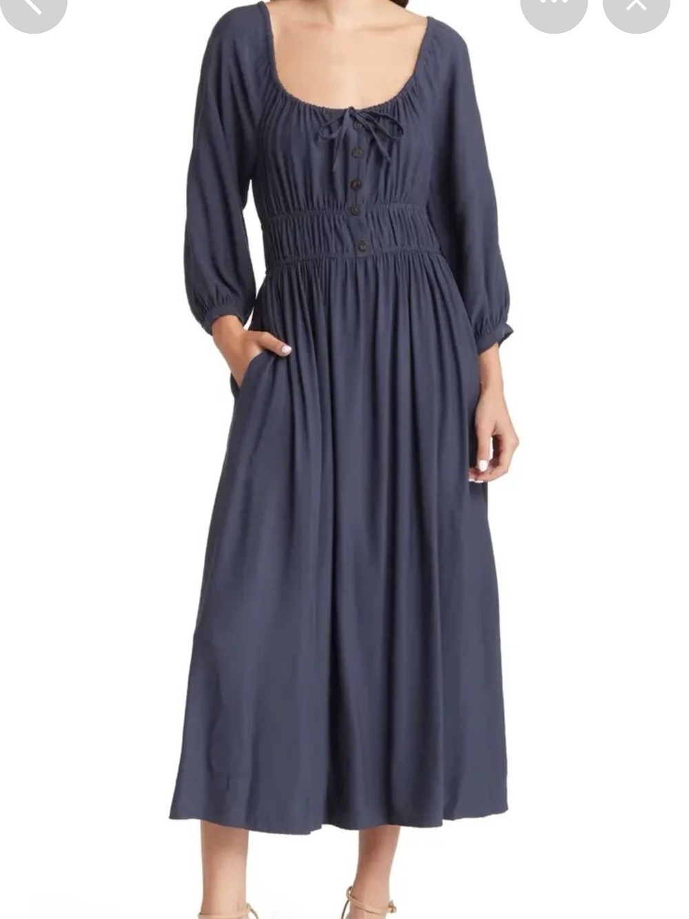 Madewell Sophia Milk Maid Peasant Maxi Dress in Navy Twill
